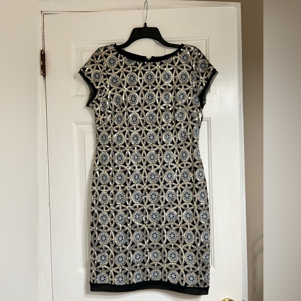 Vince Camuto Sequined Geometric Pattern Dress Siz… - image 1